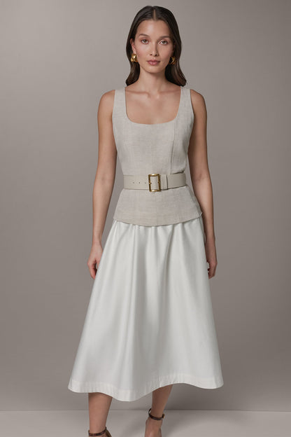 Donna Karan SLEEVELESS MIDI FIT AND FLARE DRESS