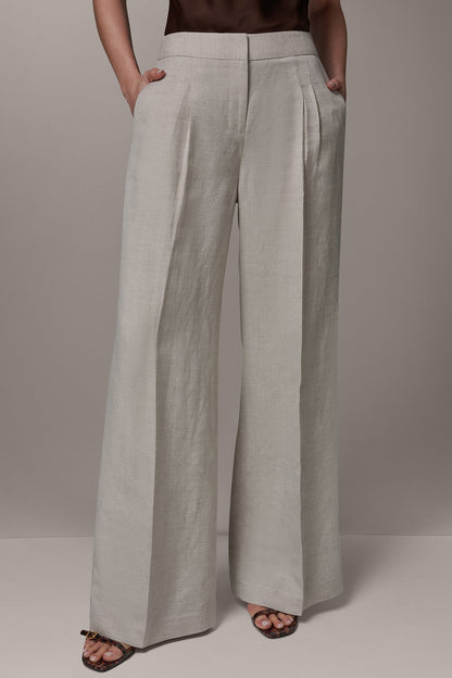 Donna Karan MID-RISE PLEATED WIDE-LEG PANT