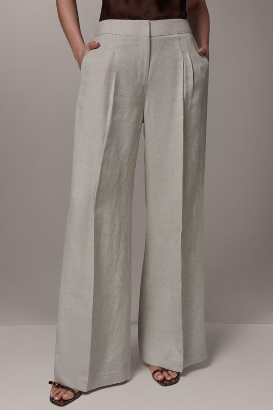 Donna Karan MID-RISE PLEATED WIDE-LEG PANT