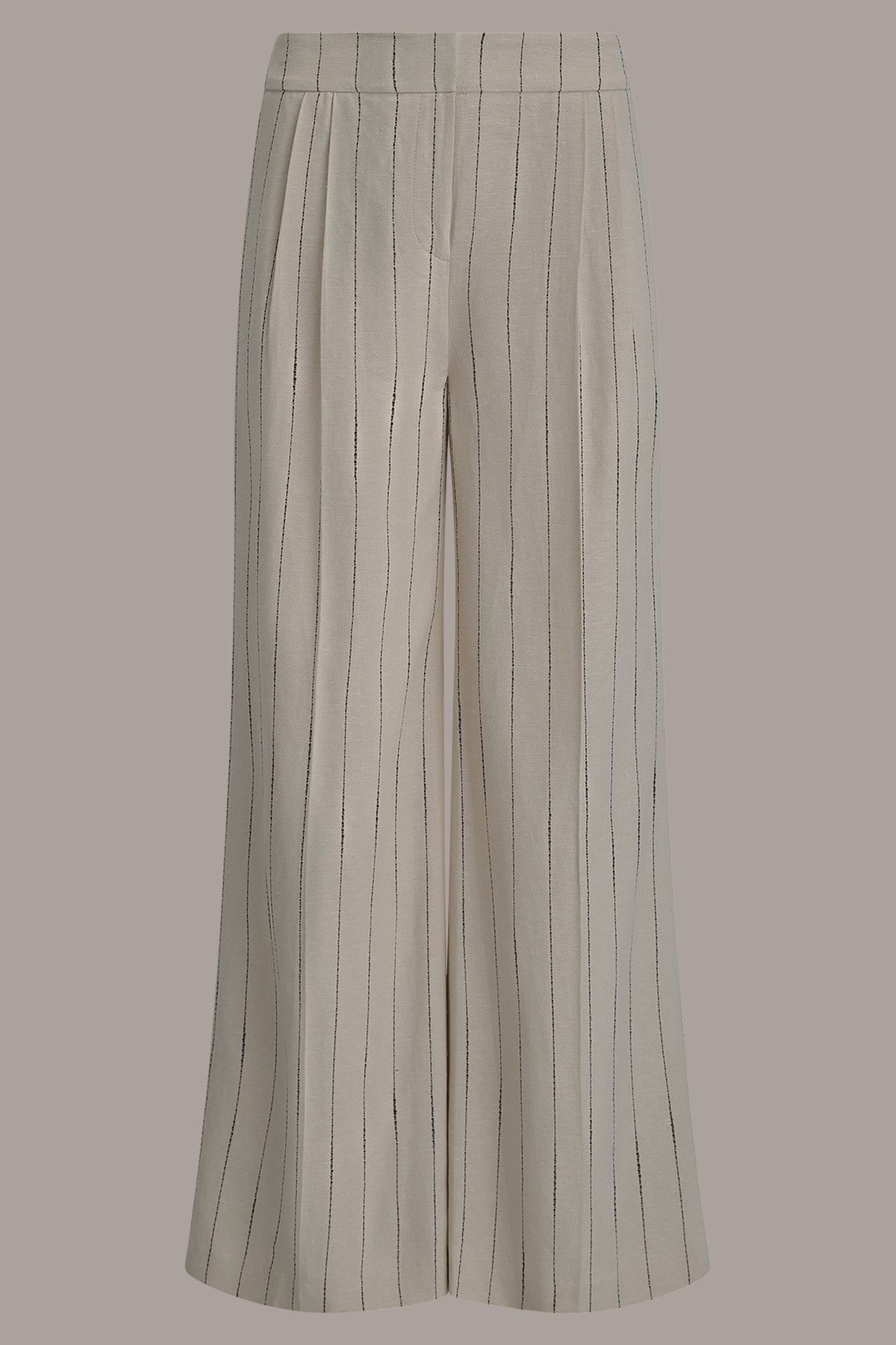 Donna Karan MID-RISE PINSTRIPE PLEATED WIDE-LEG PANT