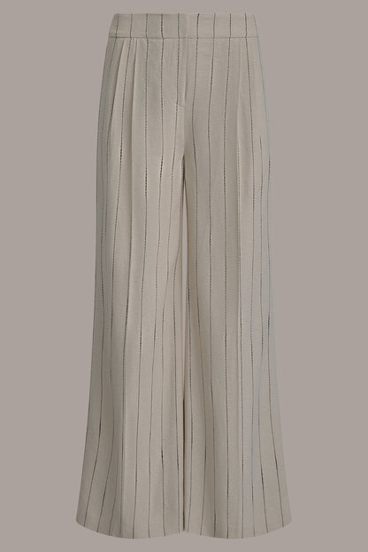Donna Karan MID-RISE PINSTRIPE PLEATED WIDE-LEG PANT