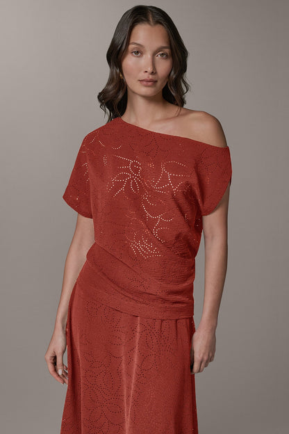 Donna Karan SLEEVELESS ASYMMETRIC LASER CUT TOP