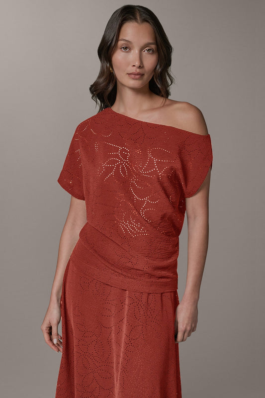 Donna Karan SLEEVELESS ASYMMETRIC LASER CUT TOP