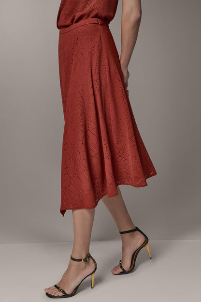 Donna Karan LASER CUT ASYMMETRIC MIDI SKIRT