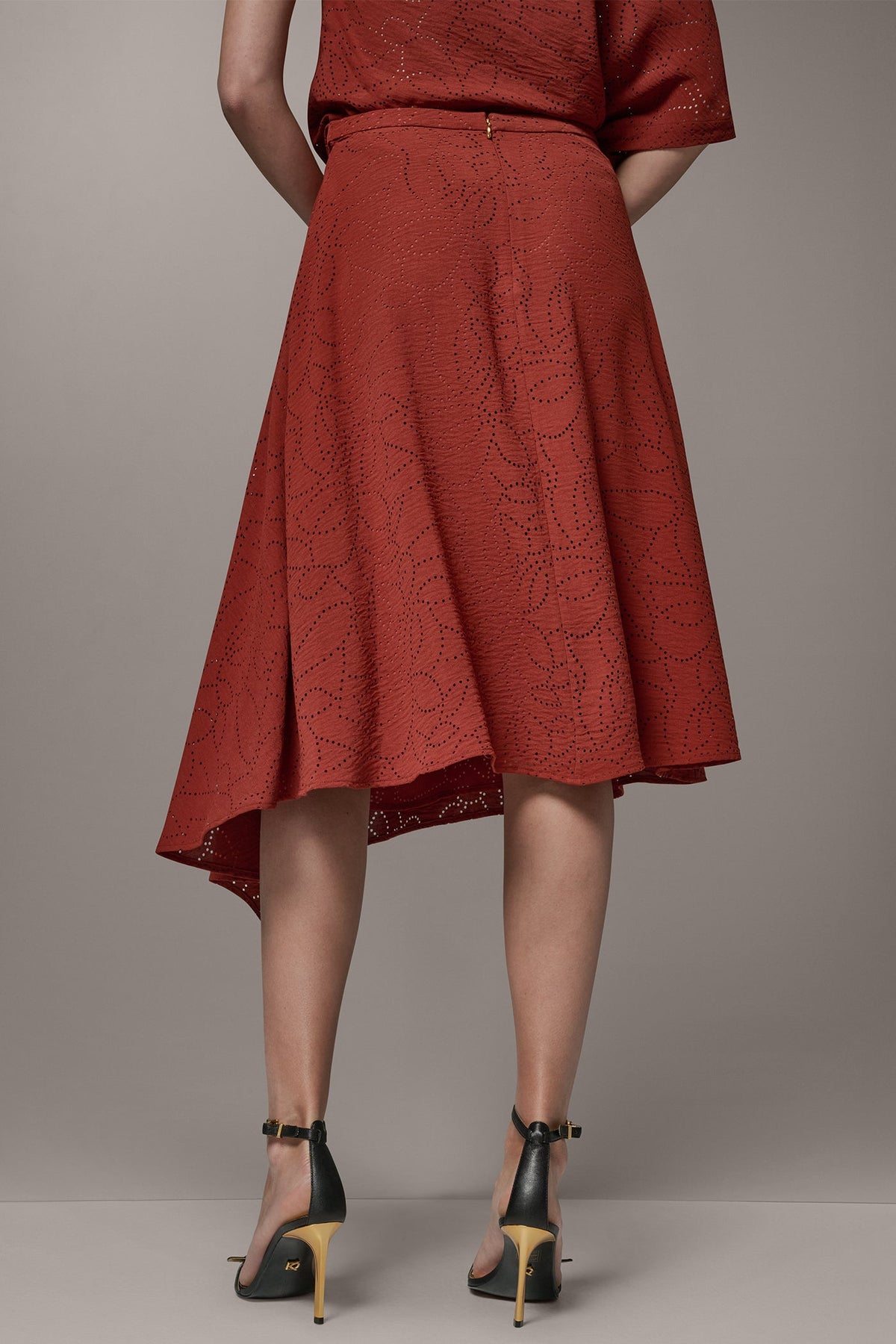 Donna Karan LASER CUT ASYMMETRIC MIDI SKIRT