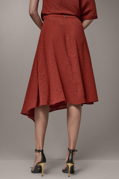 Donna Karan LASER CUT ASYMMETRIC MIDI SKIRT