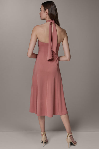 Donna Karan SLEEVELESS MIDI A-LINE HALTER DRESS