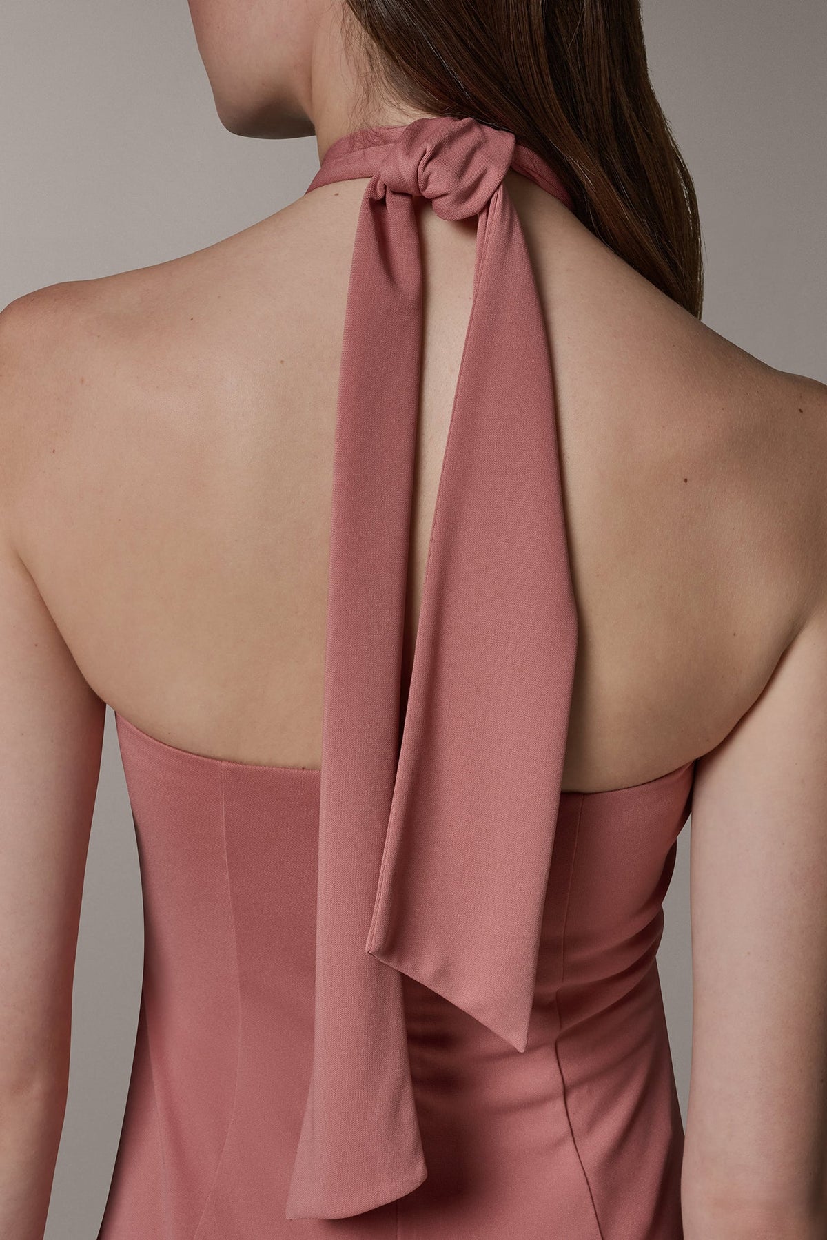 Donna Karan SLEEVELESS MIDI A-LINE HALTER DRESS
