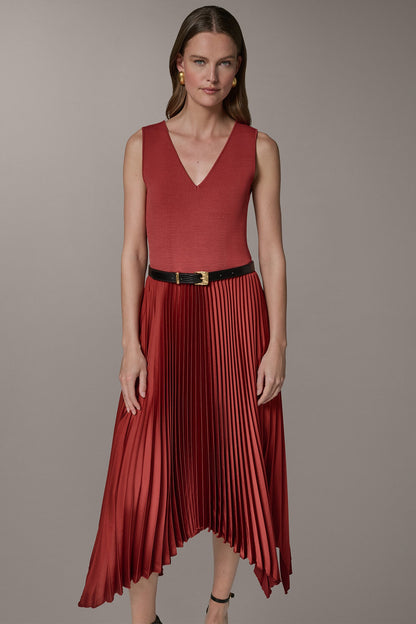 Donna Karan SLEEVELESS MIDI MIXED MEDIA DRESS