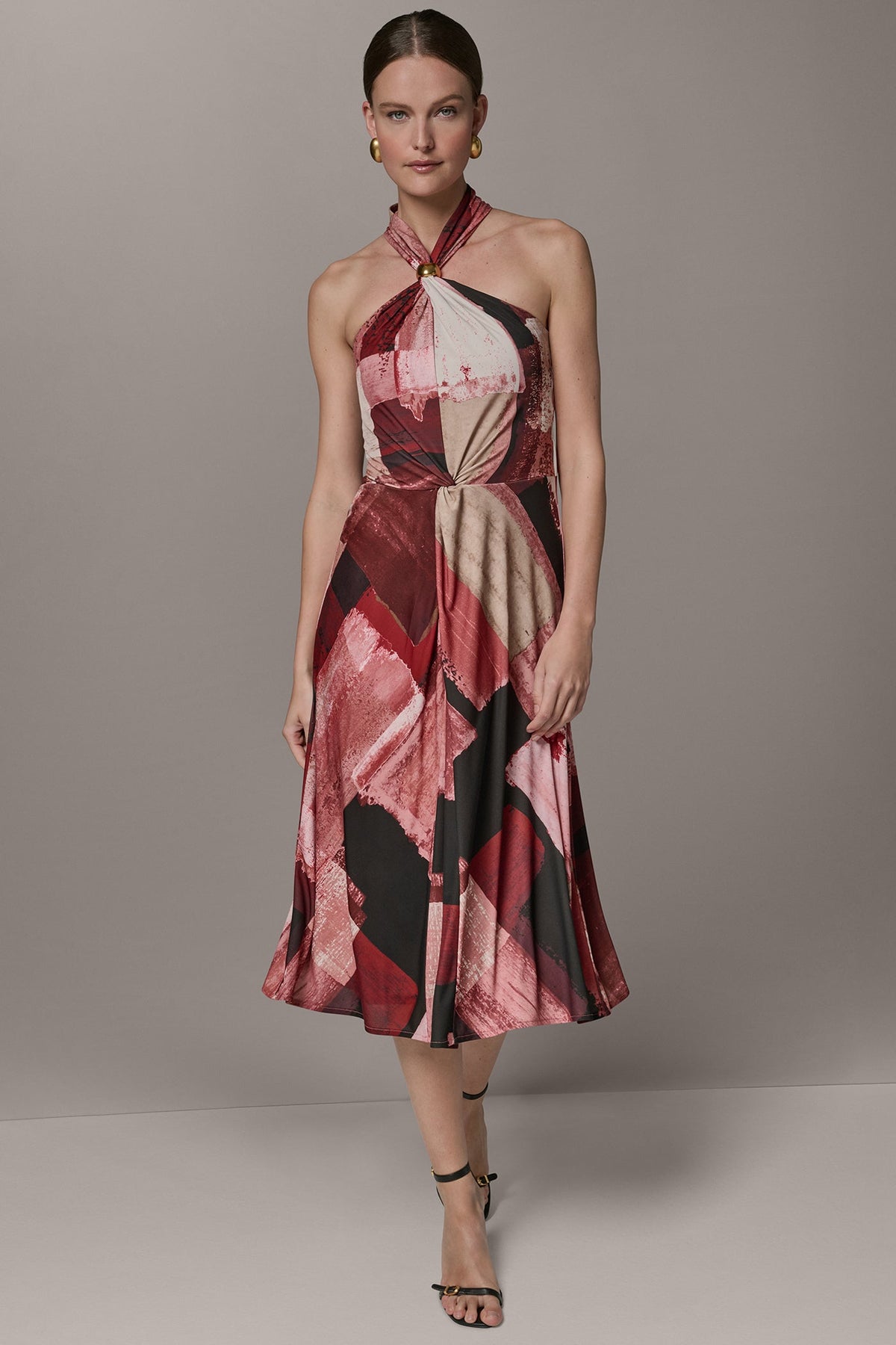 Donna Karan SLEEVELESS MIDI HALTER DRESS