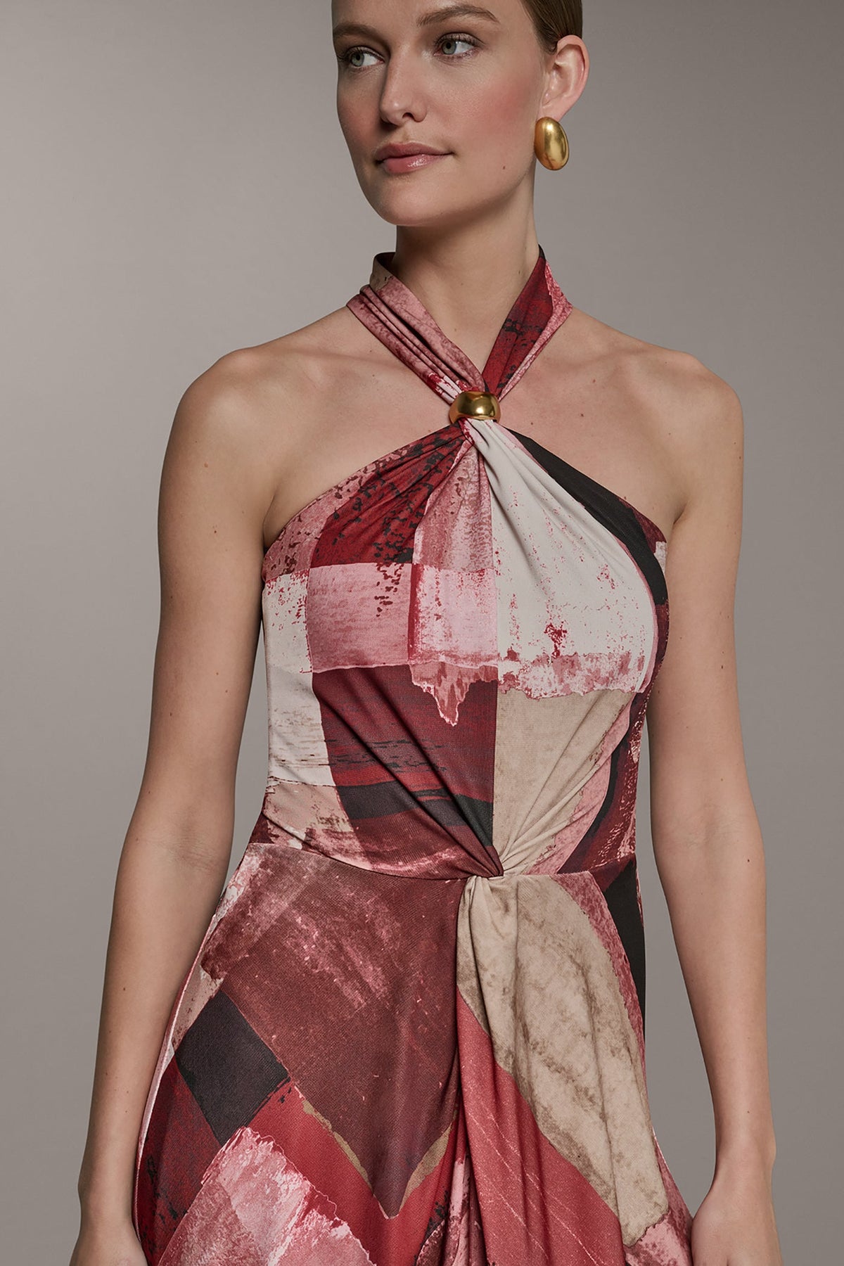 Donna Karan SLEEVELESS MIDI HALTER DRESS