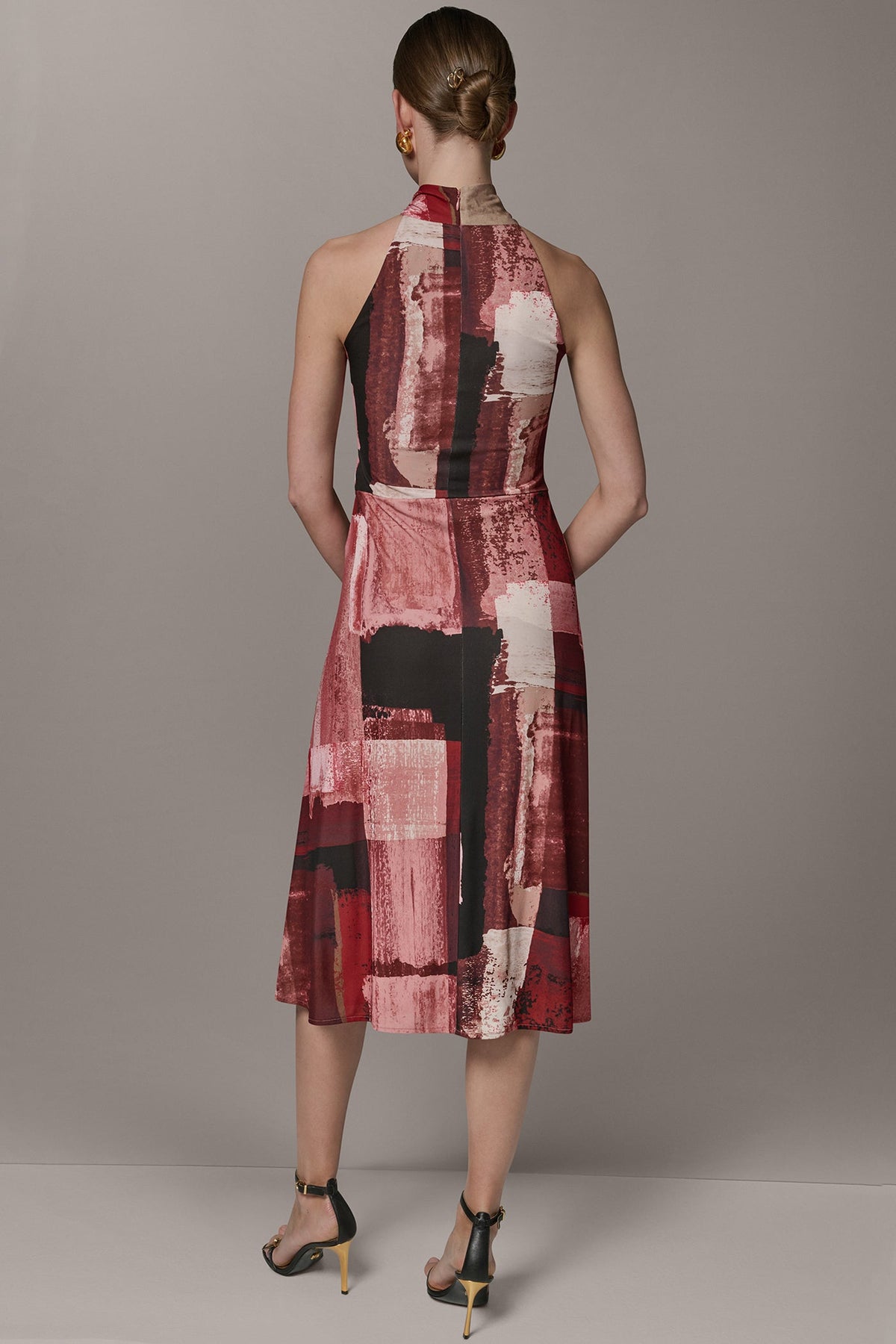 Donna Karan SLEEVELESS MIDI HALTER DRESS