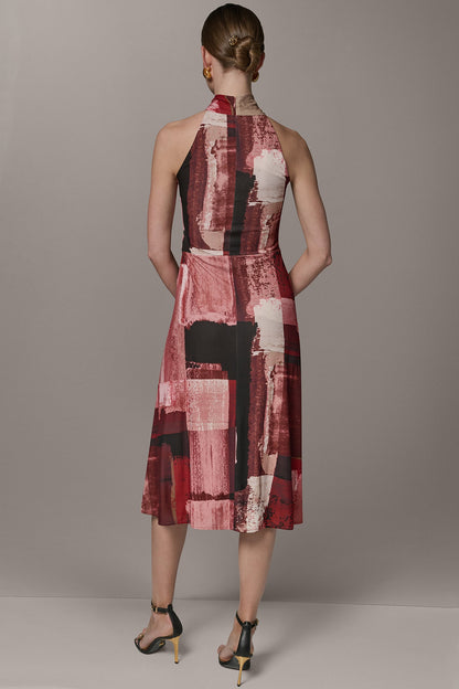Donna Karan SLEEVELESS MIDI HALTER DRESS