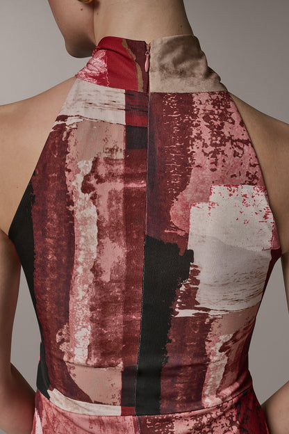 Donna Karan SLEEVELESS MIDI HALTER DRESS