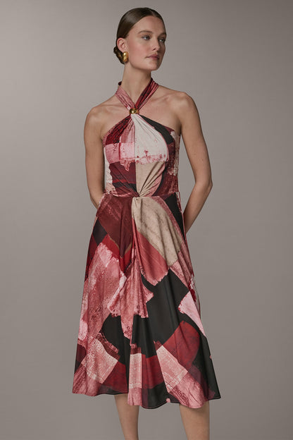 Donna Karan SLEEVELESS MIDI HALTER DRESS