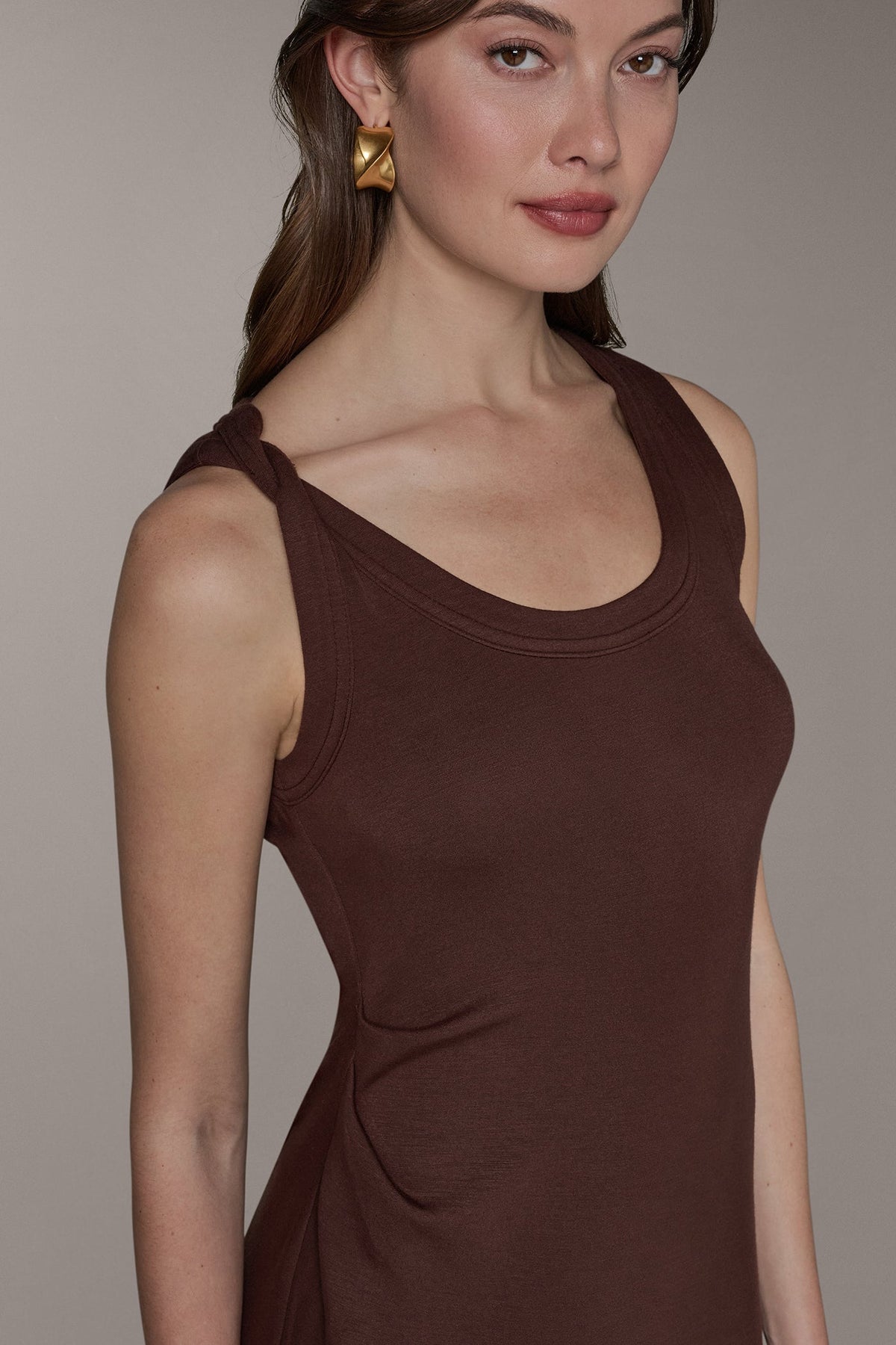 Donna Karan SLEEVELESS TWIST MIDI DRESS