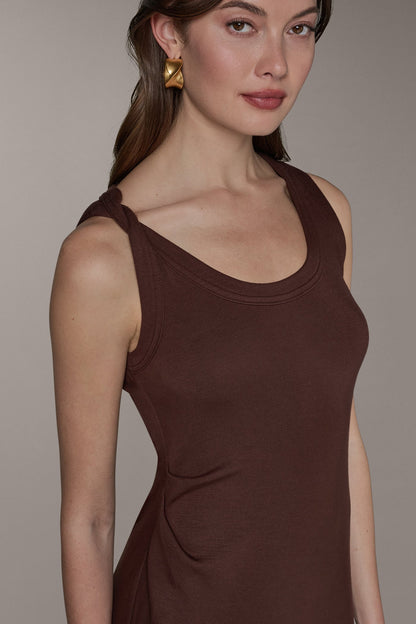 Donna Karan SLEEVELESS TWIST MIDI DRESS