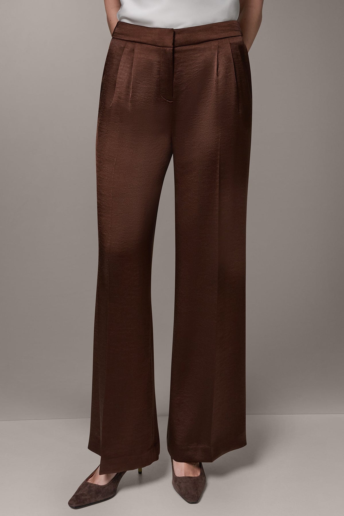 Donna Karan MID-RISE PLEATED WIDE-LEG PANT