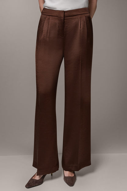 Donna Karan MID-RISE PLEATED WIDE-LEG PANT