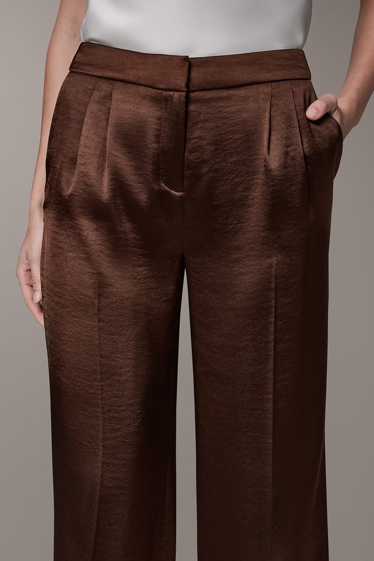 Donna Karan MID-RISE PLEATED WIDE-LEG PANT