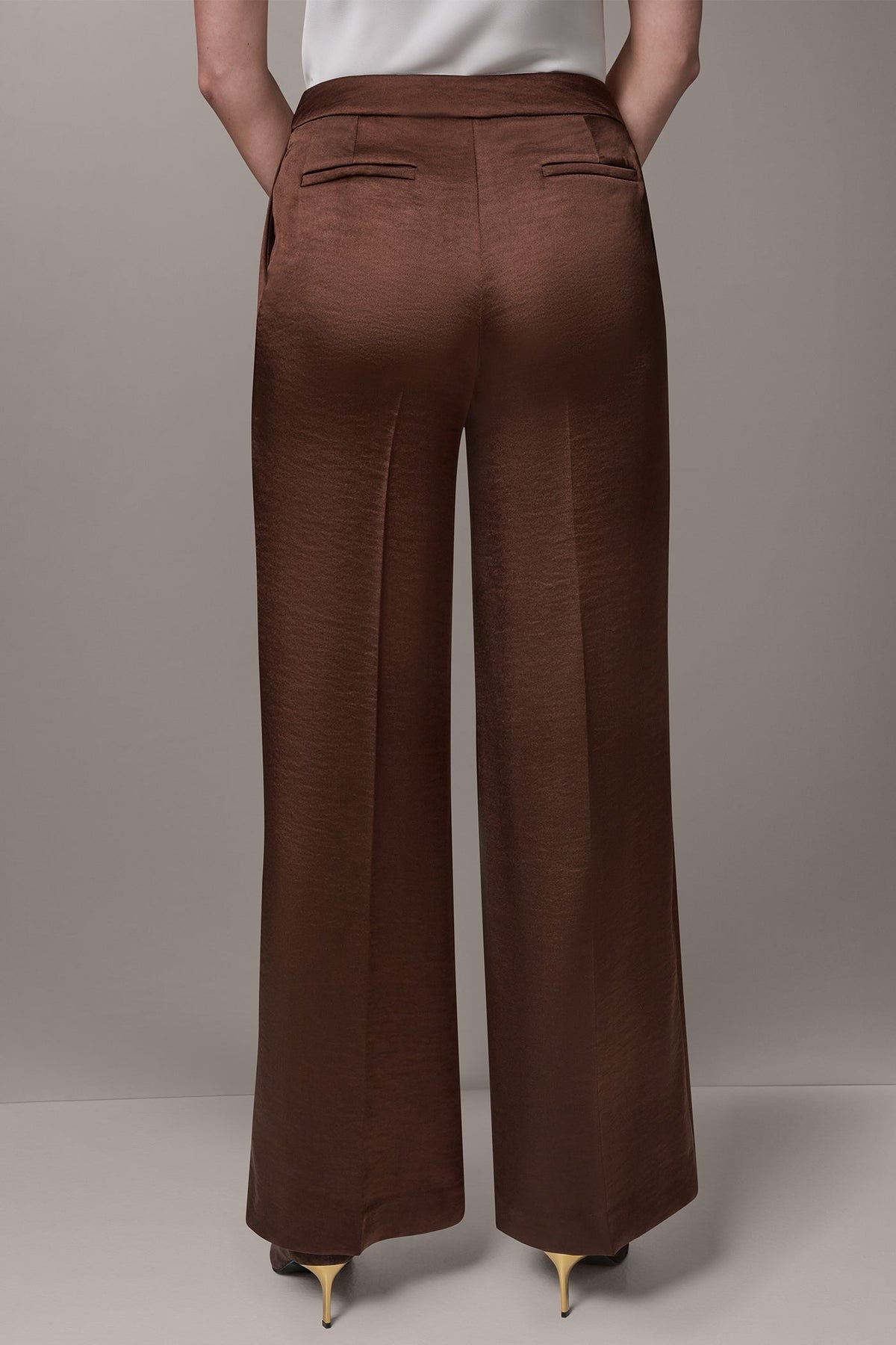Donna Karan MID-RISE PLEATED WIDE-LEG PANT