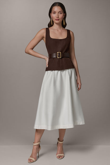 Donna Karan SLEEVELESS MIDI FIT AND FLARE DRESS