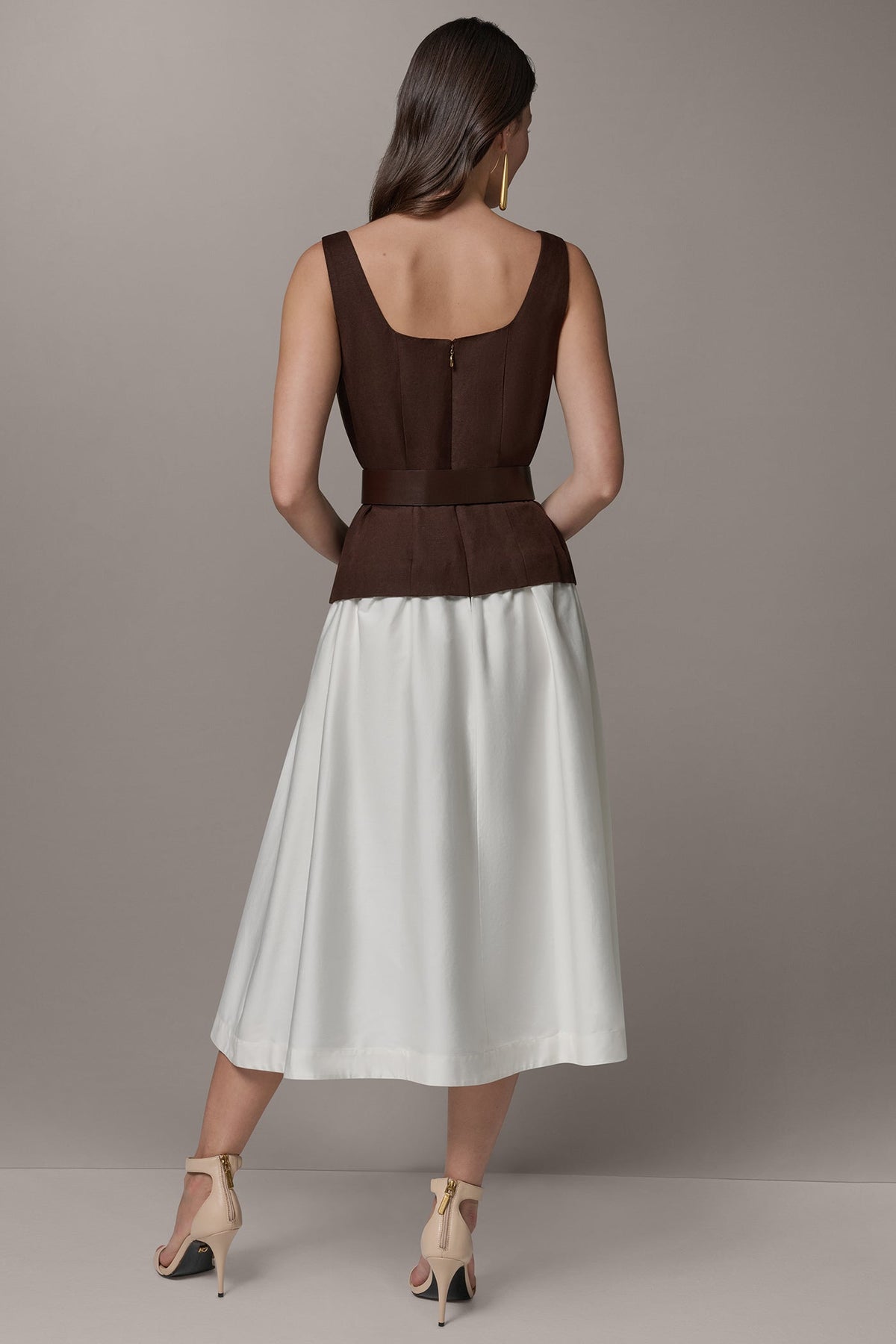 Donna Karan SLEEVELESS MIDI FIT AND FLARE DRESS