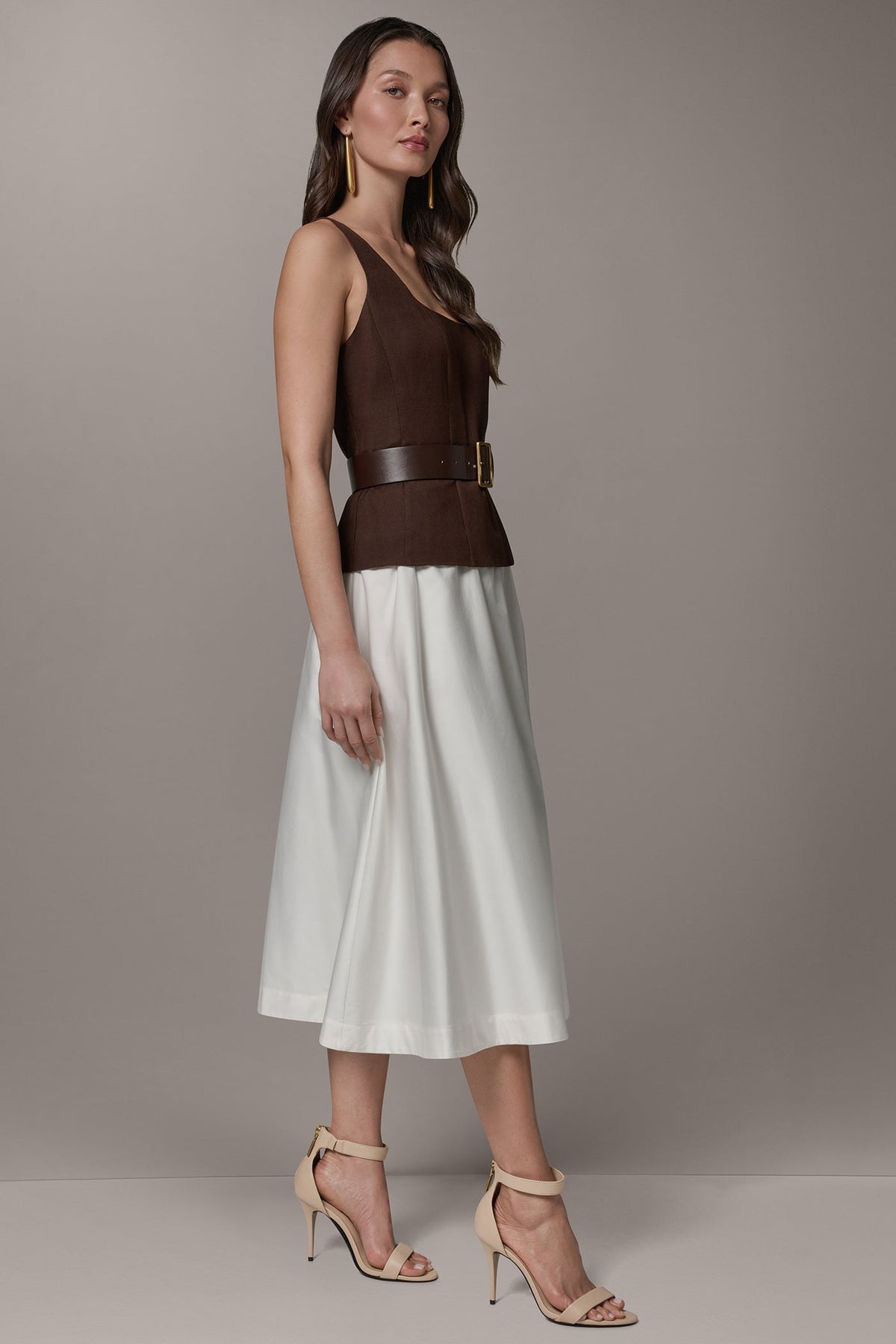 Donna Karan SLEEVELESS MIDI FIT AND FLARE DRESS