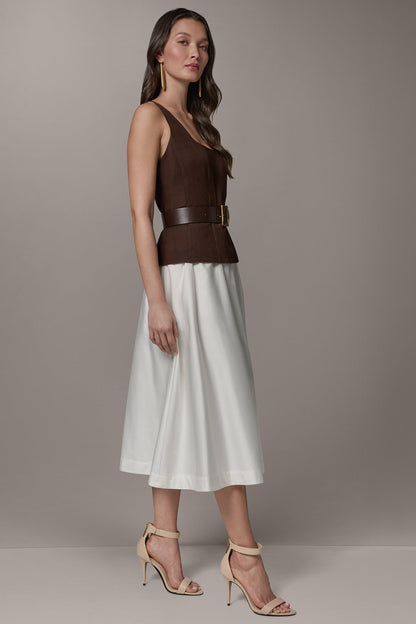 Donna Karan SLEEVELESS MIDI FIT AND FLARE DRESS