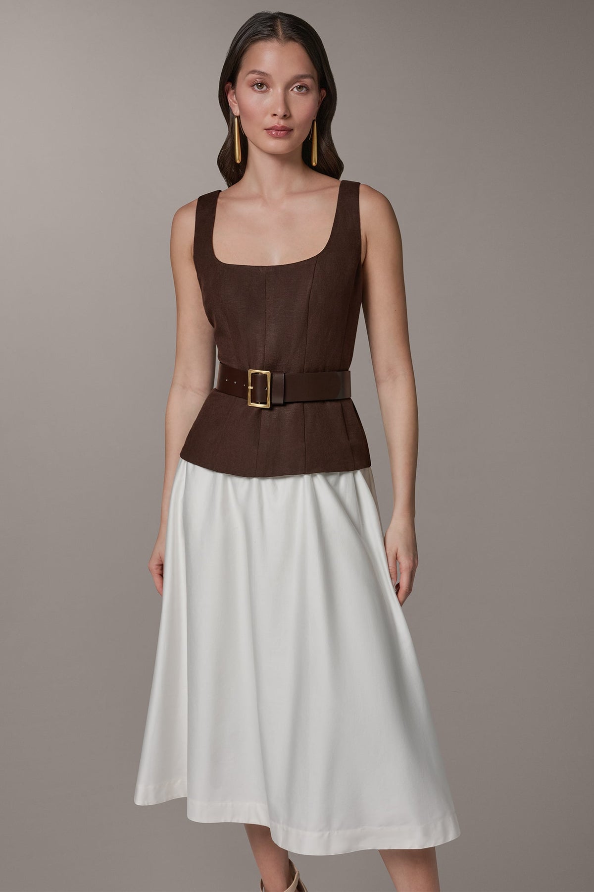 Donna Karan SLEEVELESS MIDI FIT AND FLARE DRESS