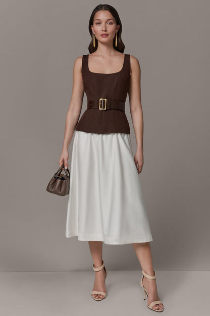 Donna Karan SLEEVELESS MIDI FIT AND FLARE DRESS