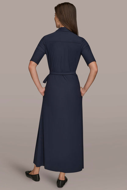Donna Karan THE MODERN TRAVEL ELBOW-SLEEVE MIDI WRAP DRESS