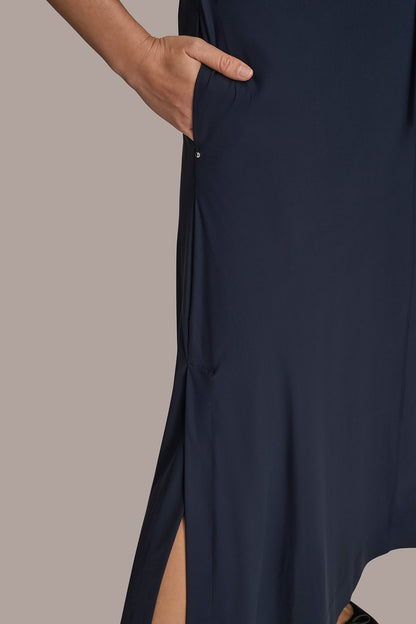 Donna Karan THE MODERN TRAVEL ELBOW-SLEEVE MIDI WRAP DRESS