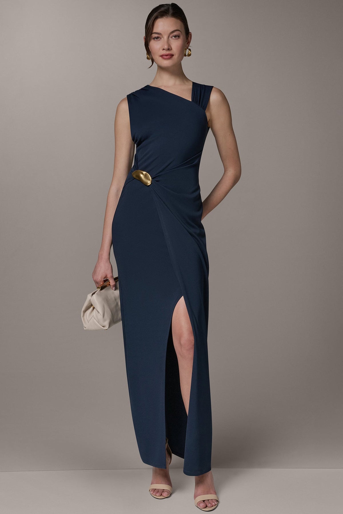 Donna Karan SLEEVELESS ASYMMETRIC GOWN