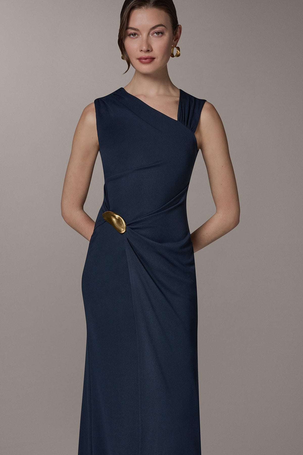 Donna Karan SLEEVELESS ASYMMETRIC GOWN