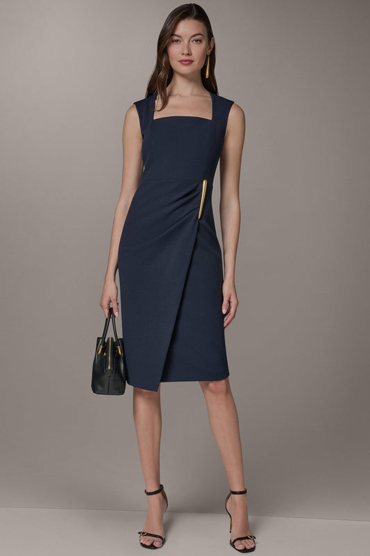 Donna Karan SLEEVELESS WRAP-EFFECT MIDI DRESS
