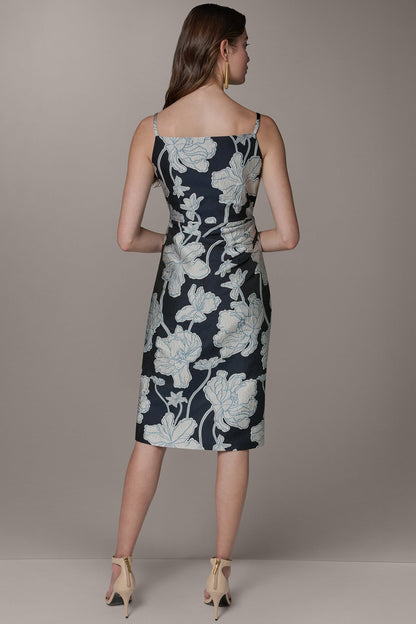 Donna Karan SLEEVELESS FLORAL MIDI DRESS
