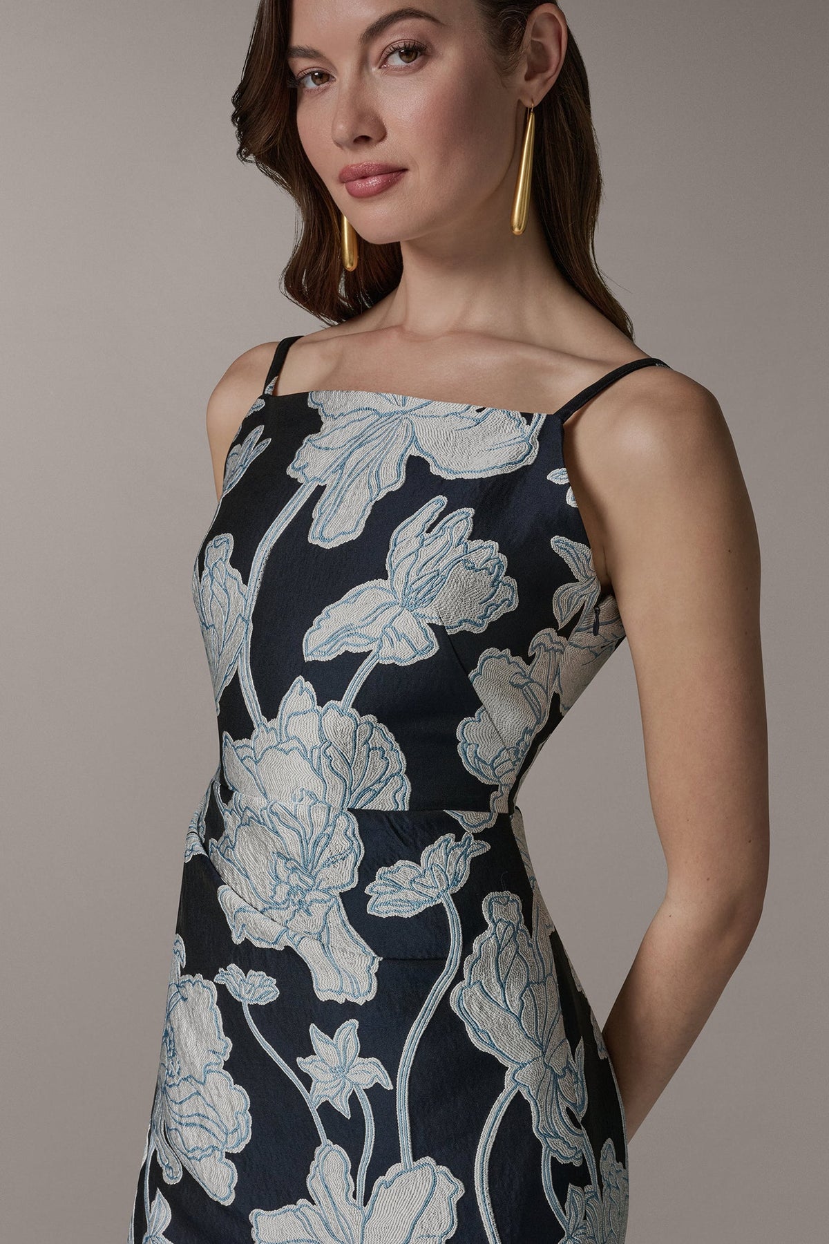 Donna Karan SLEEVELESS FLORAL MIDI DRESS