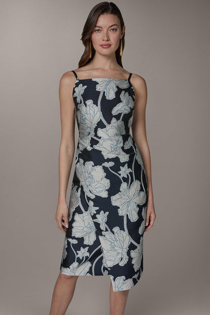 Donna Karan SLEEVELESS FLORAL MIDI DRESS