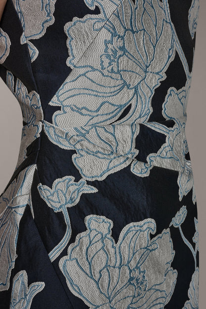 Donna Karan SLEEVELESS FLORAL MIDI DRESS