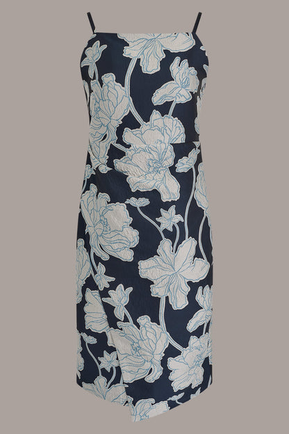 Donna Karan SLEEVELESS FLORAL MIDI DRESS