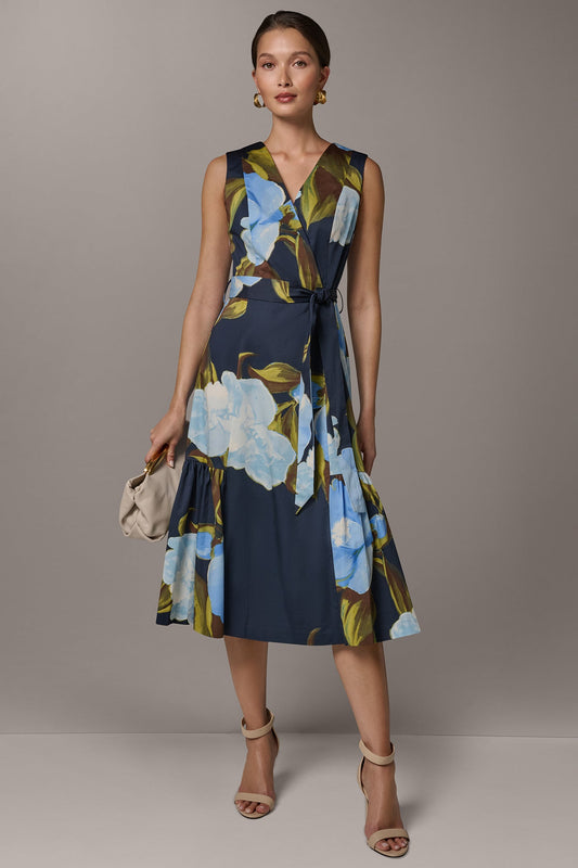 Donna Karan SLEEVELESS WRAP-EFFECT MIDI DRESS