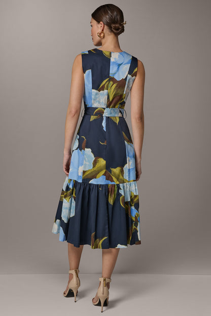Donna Karan SLEEVELESS WRAP-EFFECT MIDI DRESS