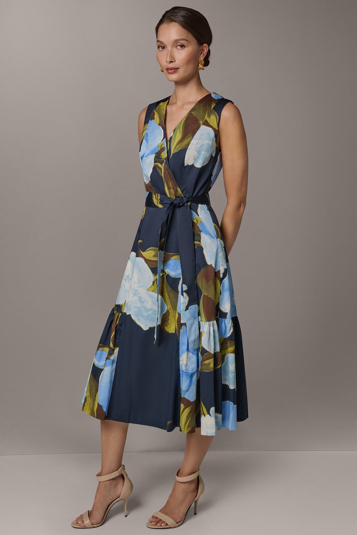 Donna Karan SLEEVELESS WRAP-EFFECT MIDI DRESS