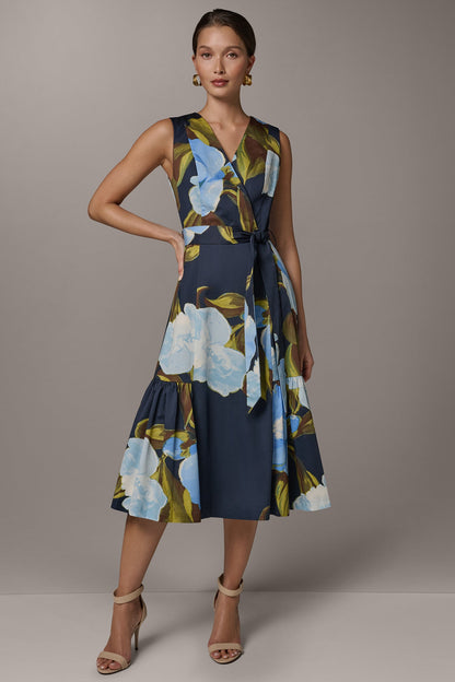 Donna Karan SLEEVELESS WRAP-EFFECT MIDI DRESS