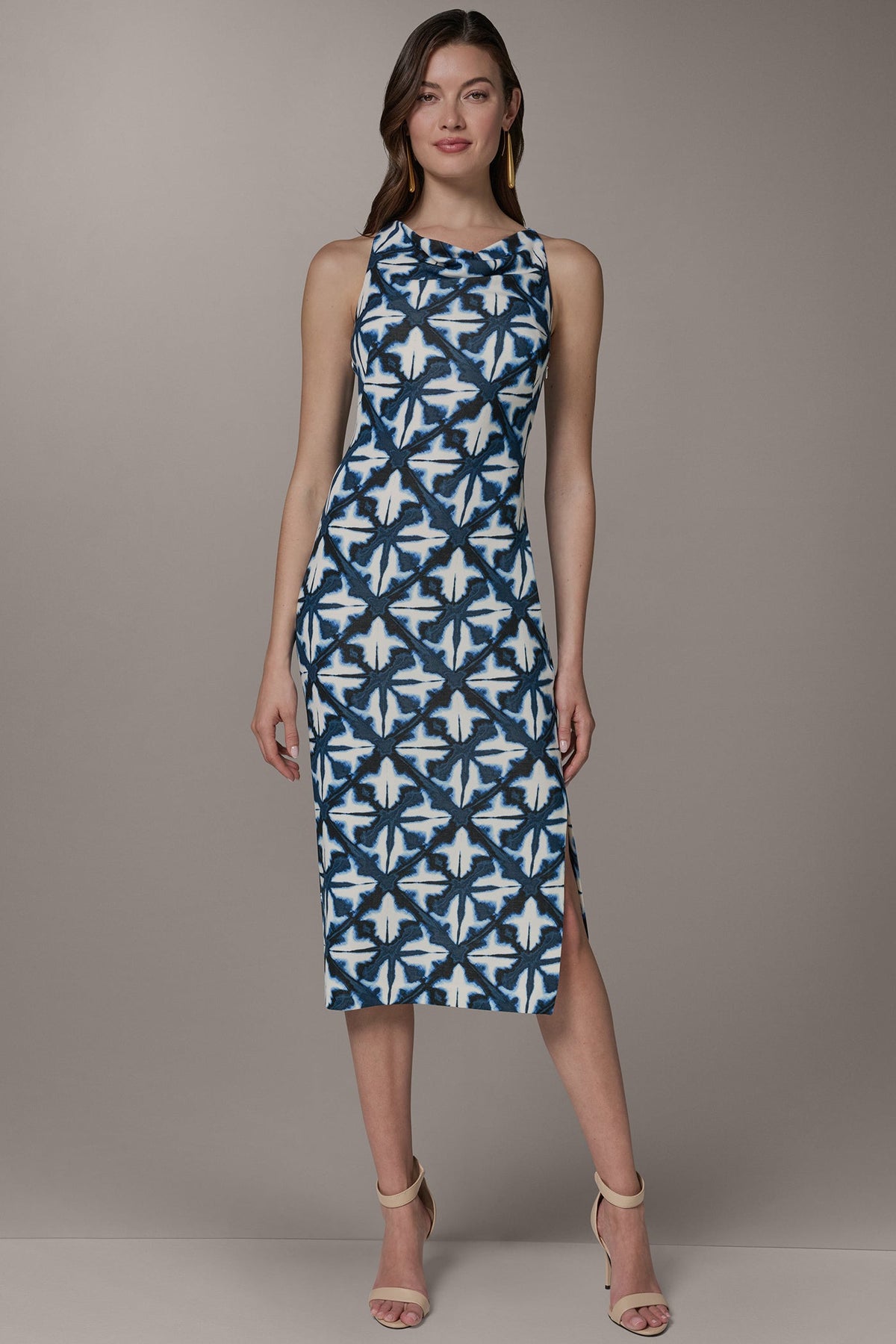 Donna Karan SLEEVELESS MIDI HALTER DRESS
