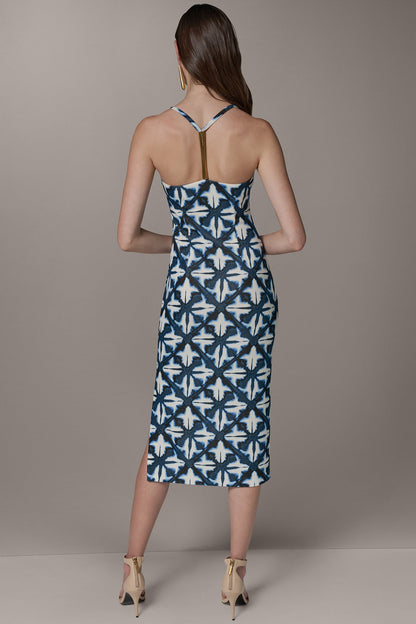 Donna Karan SLEEVELESS MIDI HALTER DRESS