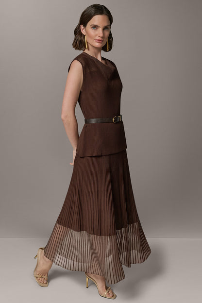 Donna Karan SLEEVELESS COWL NECK MIDI SWEATER DRESS