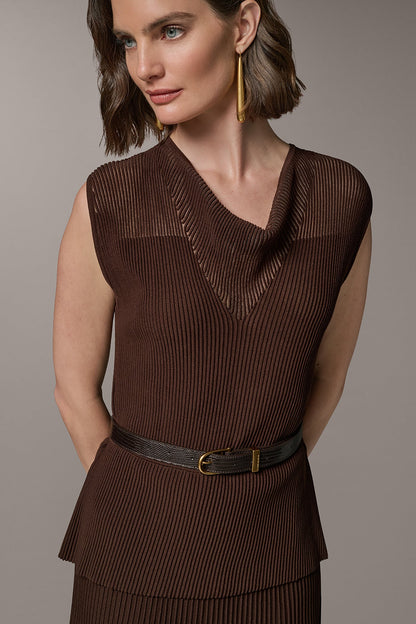 Donna Karan SLEEVELESS COWL NECK MIDI SWEATER DRESS