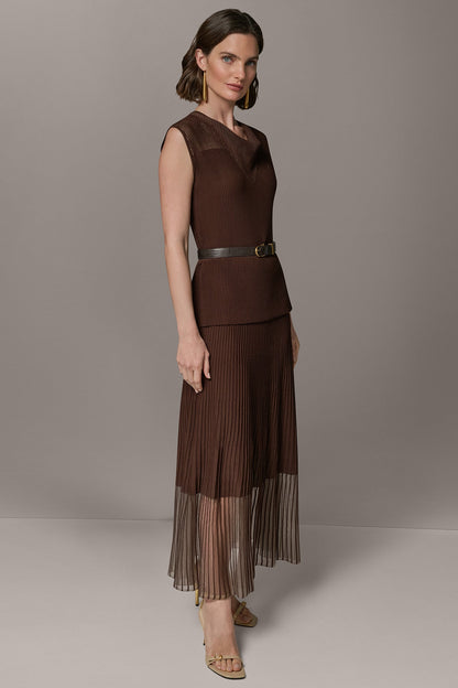 Donna Karan SLEEVELESS COWL NECK MIDI SWEATER DRESS